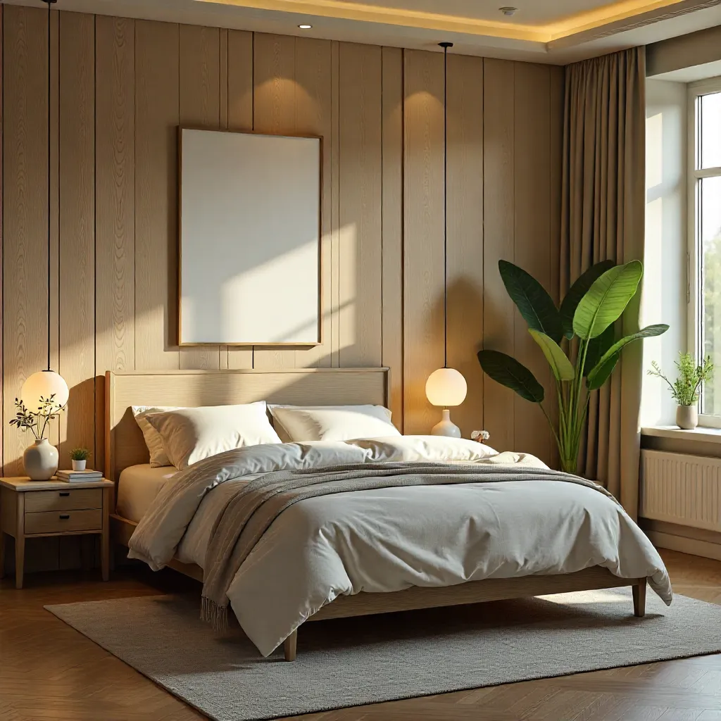 Luonnollinen valaistus makuuhuoneessa aamulla